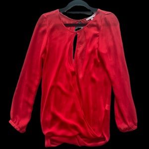 Red semi sheer blouse